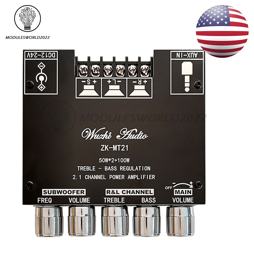 ZK-MT21 2.1 Channel 50W+50W+100W Bluetooth Power Amp Board with Subwoofer