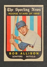 1959 Topps Bob Allison #116 Washington Senators Rookie Card RC. rookie card picture