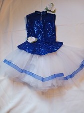 Girls ballerina costume Sz 6-7, Blue, Sparkle, Glitter, Skirt  tutu, Hairpiece