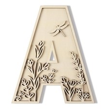Layered 12 Inch Large Wooden Letters for Wall Decor, Flowered Paintable Woode...