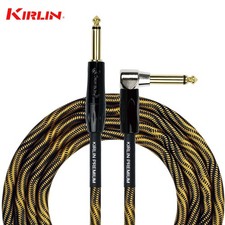 Kirlin 10FT Wave Woven 1/4" Straight-Right Angle Instrument Cable Black/Gold