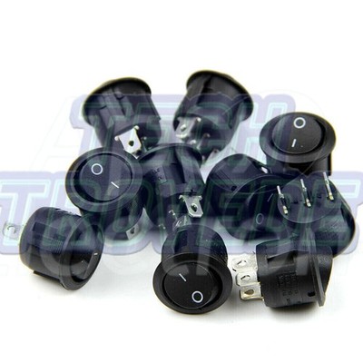 5Pcs Mini 3-Pin Round Black SPDT ON-OFF Snap-In Rocker Switch 6A 250V AC ASS