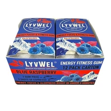 LyvWel Energy Focus & Fitness Gum, 8-Piece Per Pack, 12-Pack Per Box