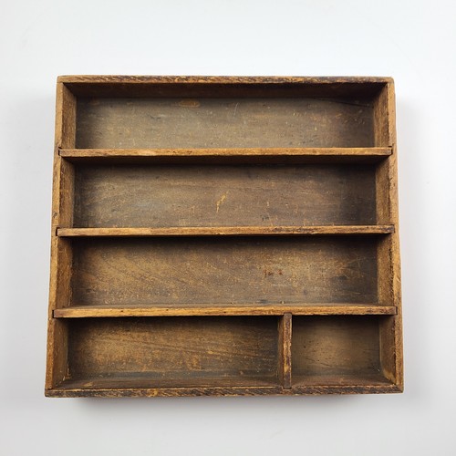 Vtg Wooden Pencil Drawer Organizer Box w/ Finger Joints Marked 1925 Drafter Tray - Picture 7 of 13