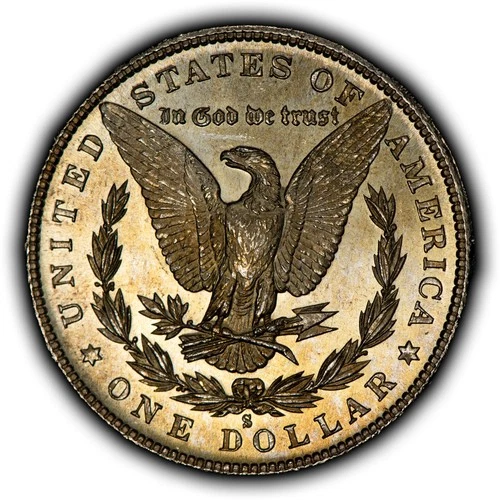 1880-S $1 Morgan Silver Dollar - Golden Toning - Glassy BU - SKU-D7613