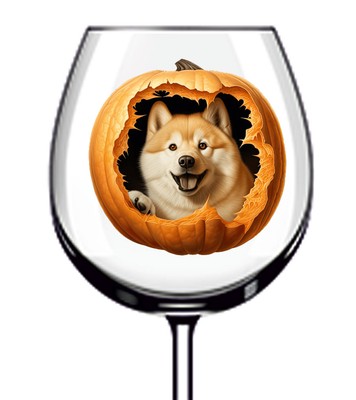 12x bunte Halloween Kürbis Hund Vinyl Aufkleber Abziehbild Becher Weinglas Van