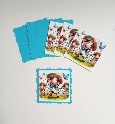Happy Cow General theme  Set of 4 images and mats card making and more