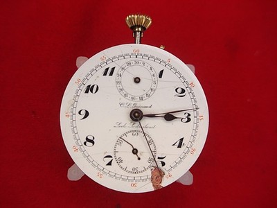 VINTAGE C.L. GUINAND 17 JEWEL POCKET WATCH MOVEMENT - RUNNING - PARTS OR REPAIR