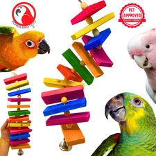 Bonka Bird Toys 2335 Large Slat Chewer Colored Wood Parrot Cage Toy Conure Pet