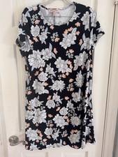 Harlow & Rose Petite Floral Dress PL Black Peach Casual Stretch Shift