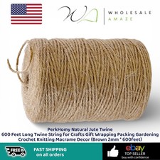 PerkHomy Natural Jute Twine 600 Feet Long Twine String for Crafts Gift Wrapping