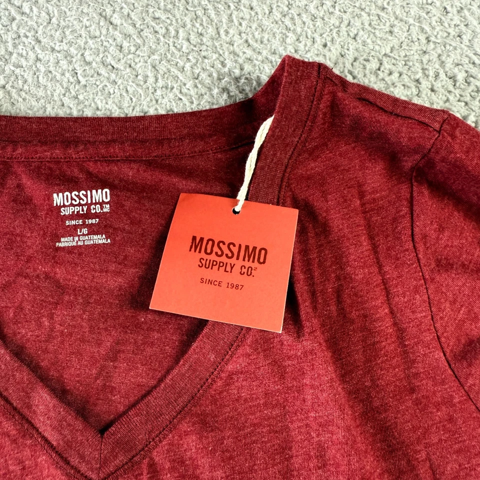 NUEVO CON ETIQUETAS Mossimo Mujer Cuello en V Pullover Manga Larga Sudadera Rojo Granate Talla L/G Foto 4 de 4