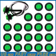 20PCS 3/4" Green Side Marker Bullet Light Round 3 LED For Trailer Truck Car 12V