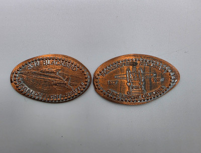 Museum Of Flight Elongated Pressed Pennies Lot of 2 - A-12 Blackbird P-38