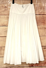 Zara Women XS Party A-Line White Long Skirt Lined 100 Cotton Side Zipper