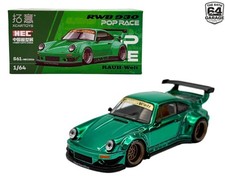 Pop Race HEC CHASE 1/64 Porsche 930 RWB Green Chrome Diecast Display Model