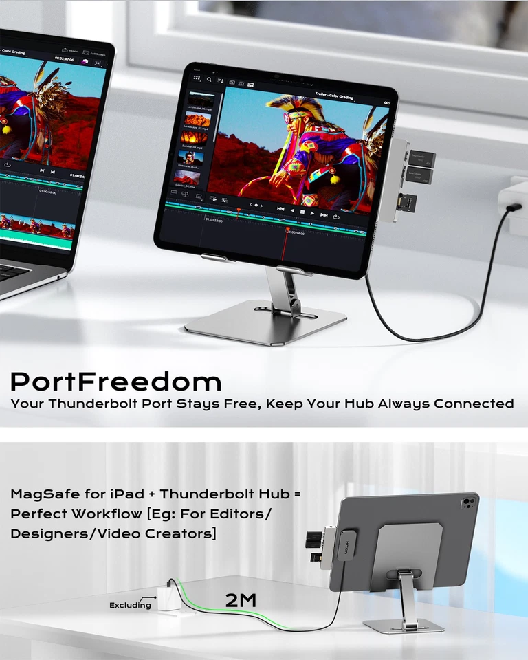 Cargador conector inteligente magnético KUXIU para iPad Pro M4 11""/13"" 2024 M2 Air M3 Foto 4 de 4