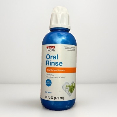 CVS Oral Rinse Ice Mint Fights Bad Breath 16oz New