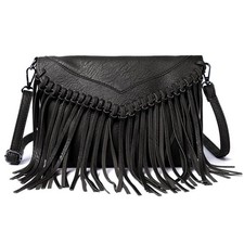 Vintage Fringe Purse Fringe Hobo Bags for Women Vegan Leather Tassel Hippie C...