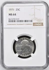 1971 Washington Quarter NGC MS64 Choice Gem BU Uncirculated