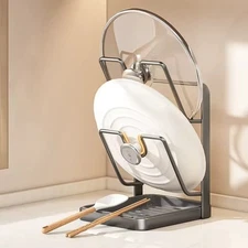 Multifunctional Kitchen Pot Lid Storage Rack Organizer for Countertop, Easy Tool