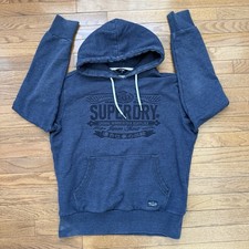 Superdry Men  s L Vintage Logo Hoodie Navy Blue Front Pouch Pocket Sweatshirt