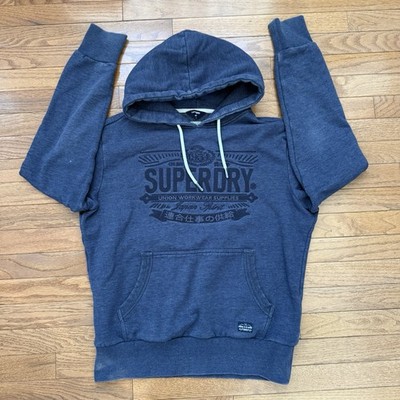 Superdry Men s L Vintage Logo Hoodie Navy Blue Front Pouch Pocket Sweatshirt