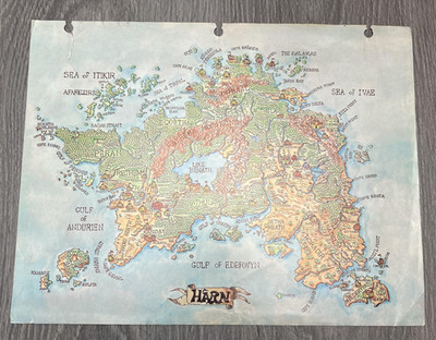 Vintage 1983 Hârn Fantasy RPG Map Color Poster Kellin Crosby World Atlas Insert