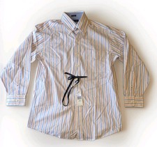 NWT Tommy Hilfiger Men's 16 32-33 Sienna Regular Fit Striped Dress Shirt Flaw