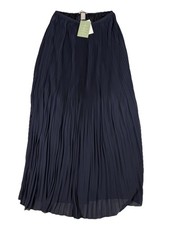 H&M Navy Blue Pleated Chiffon Maxi Skirt High...
