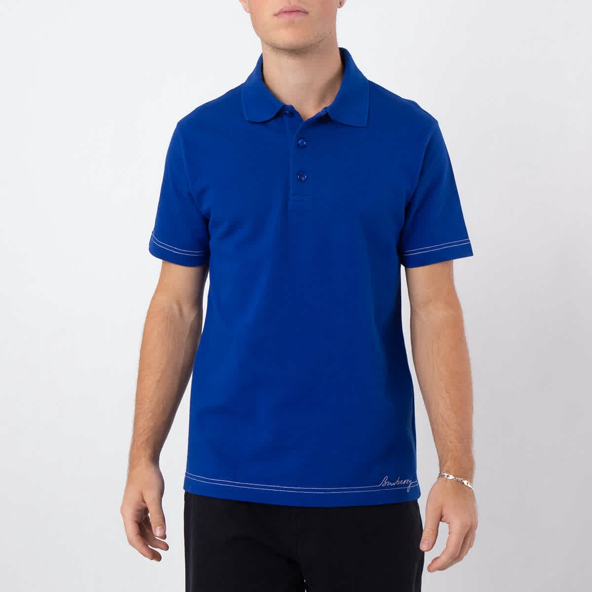 Burberry Logo Embroidered Cotton Polo Shirt
