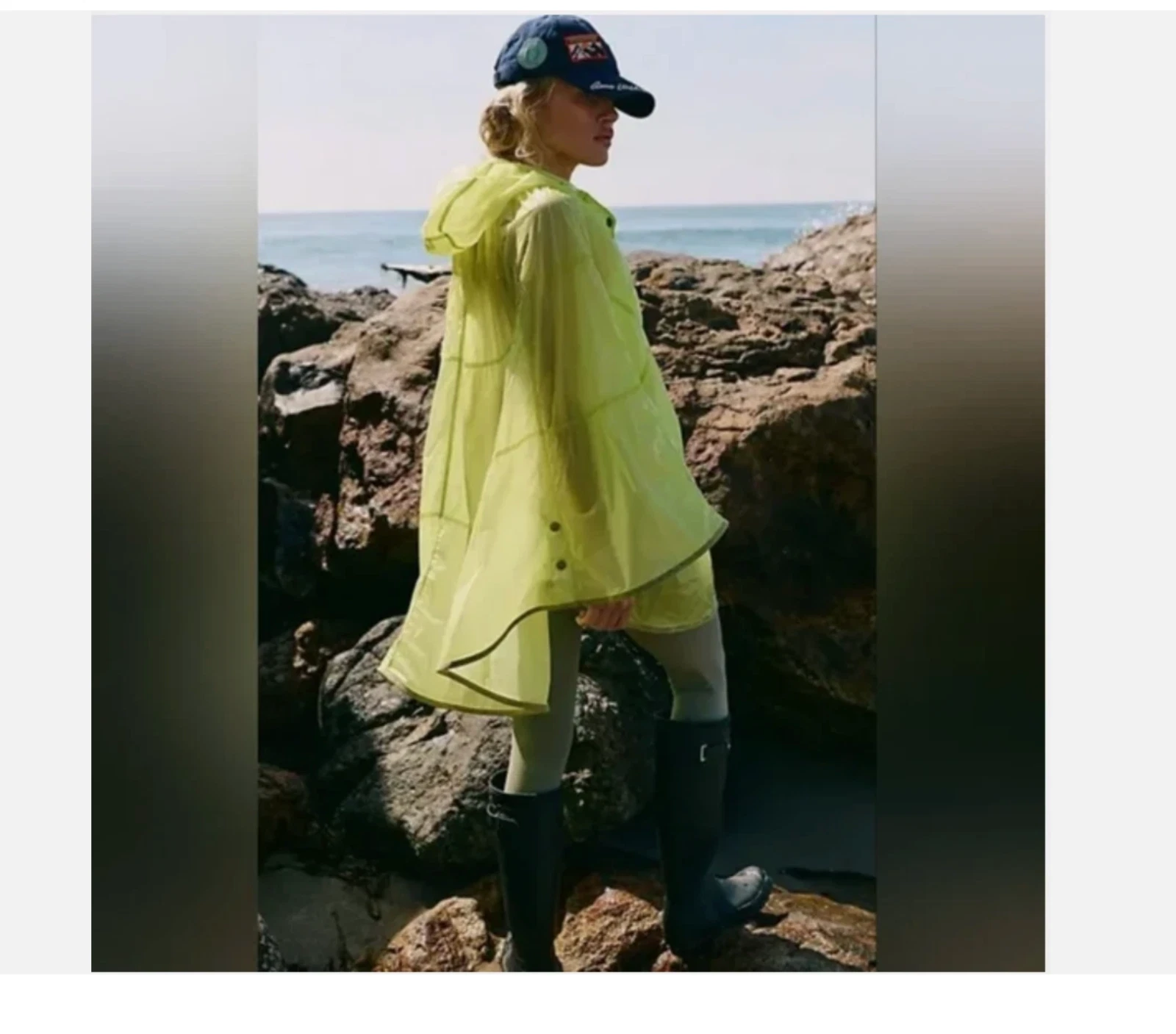 NWT Free People Rain Drop Packable Poncho Raincoat Lime Green Oversize Small