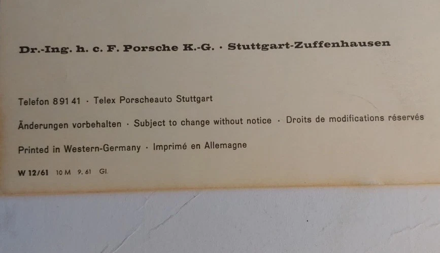 ¡VINTAGE! Porsche 356B 1962 accesorios accesorio folleto OEM Foto 2 de 4