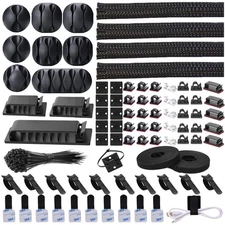 192 PCS Cable Management Kit 4 Wire Organizer Sleeve,11 Cable Holder,35Cord C...