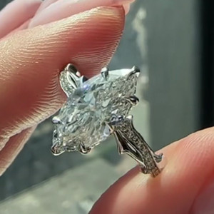Authentic 3.25Ctw Marquise Moissanite Nature Inspire Engagement Ring 14K White Gold Plated