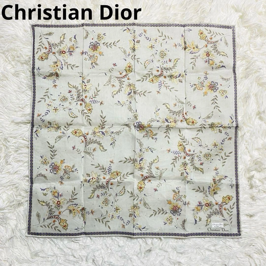 Foulard Dior blanc coton fleuri femme France 117548