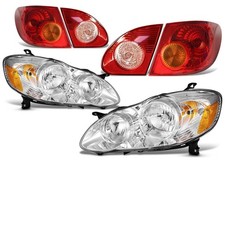 6PCS Headlights Tail Lights Combo for 2003-2008 Toyota Corolla