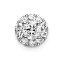14k White Gold 3/4 Ct Lab Grown Diamond Round Halo Chain Slide Pendantfor Mother