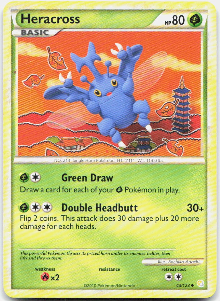 HERACROSS 43/123 Uncommon HeartGold & SoulSilver Pokemon