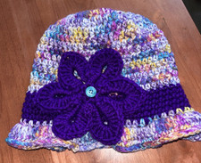 Purple Blue Violet FLAPPER 20'S STYLE CLOCHE Hand CROCHET HAT NEW