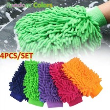 4PCS Large Heavy Duty Microfibre Car Wash Mitt Thick Noodle Soft Glove Cleaning