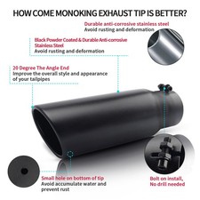 Black Powder-coated Exhaust Tip 3 Inlet 4 Outlet 12 Long Tailpipe Angle Cut