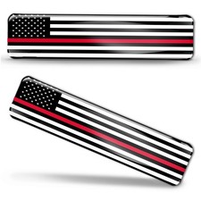 USA Red Line Flag 3D Silicone Gel Sticker - EU Made | F 58