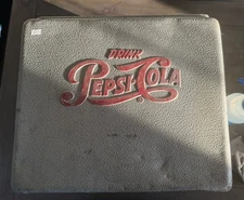 Pepsi Cola Vintage Metal Aluminum Drink Cooler Ice Chest Silver