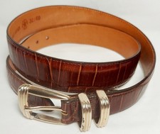 '90s Vintage BANANA REPUBLIC Exotic Leather Mens Dress Belt Brass Buckle Posh