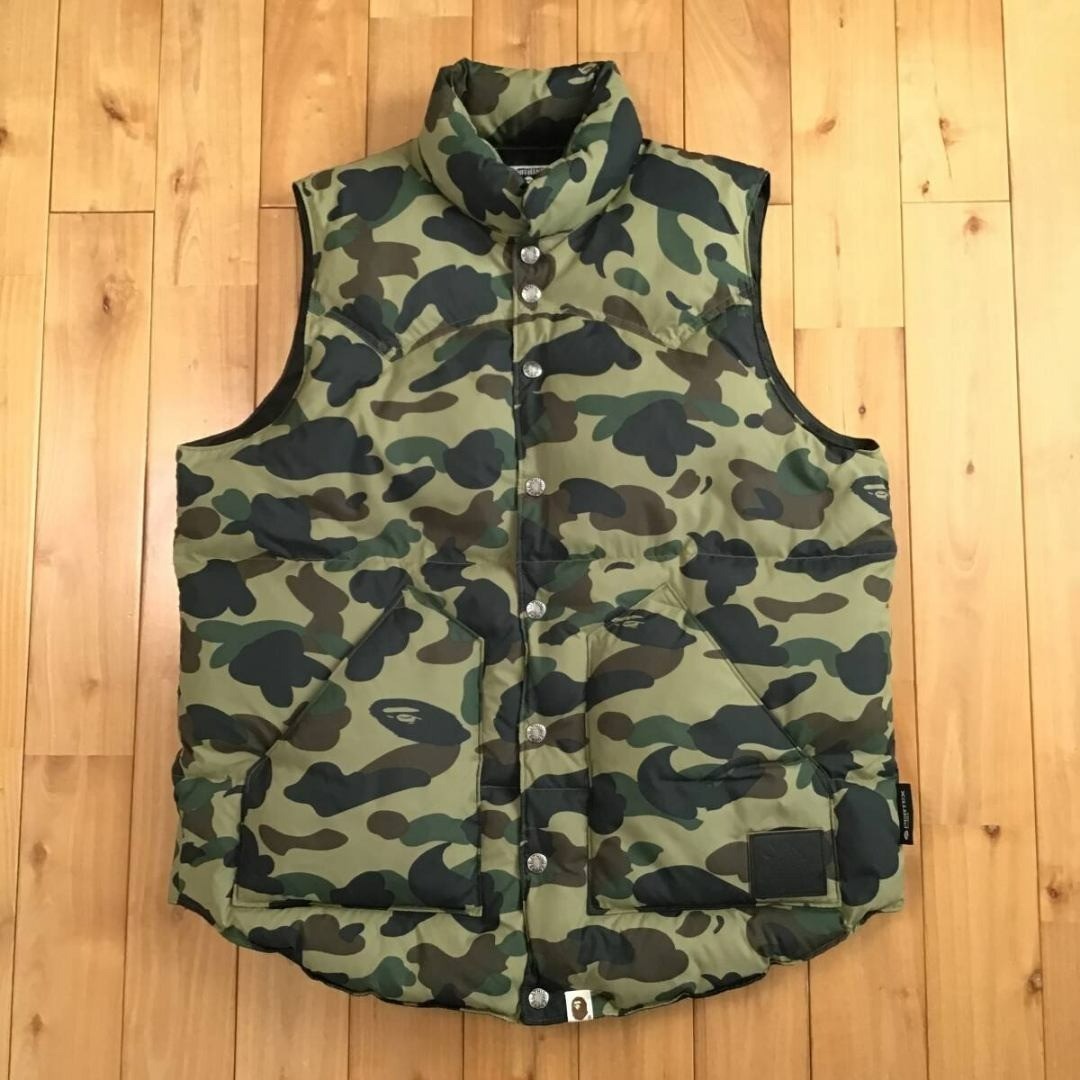 BAPE × PERTEX Puffer Down Vest 1st Camo Green A Bathing Ape Size XL JAPAN
