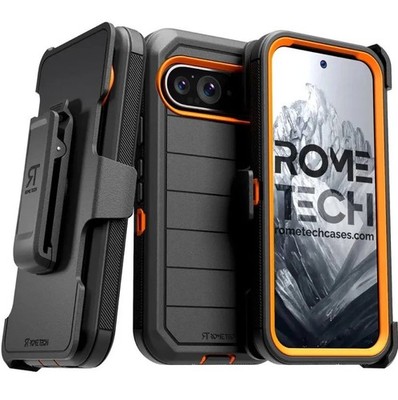 RomeTech - Defender Case for Google Pixel 9 - Black/orange 