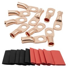 6AWG Wire Lugs Copper Ring 5/16in 10Pcs Marine Battery Heat Shrink Connector Set
