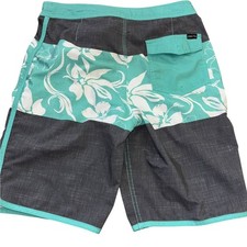 Hang Ten Boys Green Gray Floral Swimtrunks Boys L 14/16 Swim Summer Beach Vacay