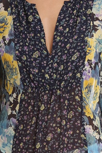 NWT $288 XS, S JOIE 'Thistle' Silk Tunic Blouse Top Floral Print Dark Navy - Picture 5 of 10
